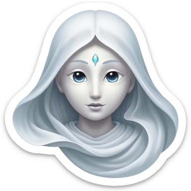 Regal and mysterious, with a flowing, sheet-like form draped in silvery-white hues, softly billowing as if caught in an unseen breeze, eye holes glowing with deep, thoughtful wisdom, simplified yet sophisticated, highly detailed, with a soft spectral radiance, high shine, exuding quiet authority, with a glowing outline that captures the essence of an ancient, noble spirit drifting through time! sticker