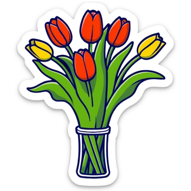 beautiful bouquet of colorful tulips sticker