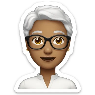 older white skin women black very short hair and big glasses  sticker