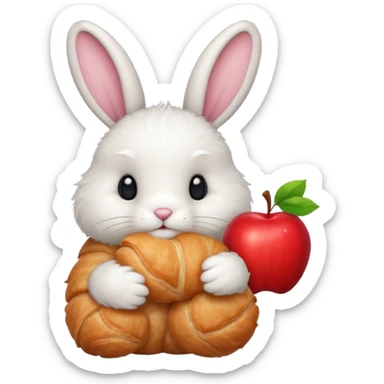 apple bunny croissant sticker