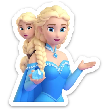 Queen Elsa ice powers with blonde braid, upper body from Frozen sticker