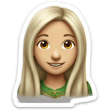 smiling portrait of long-haired girl elf sticker