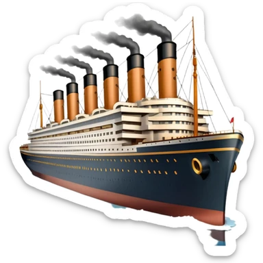 Illustrate the Titanic in daylight, showing its massive decks, smokestacks & grandeur. sticker