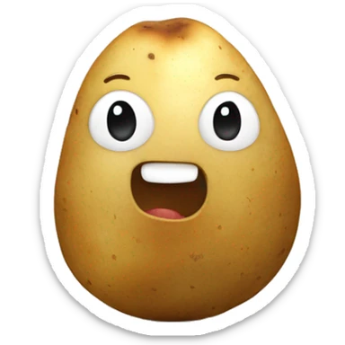 potato with a speech bubble that says, Heito! sticker