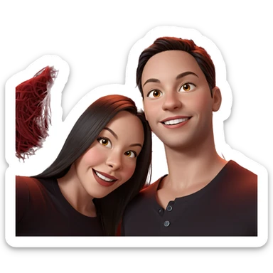 smiling girl with boy portrait sticker