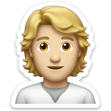 white man with a modern mullet brown hair sticker