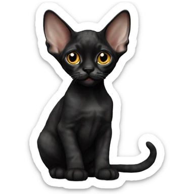 Black Devon Rex kitten sticker