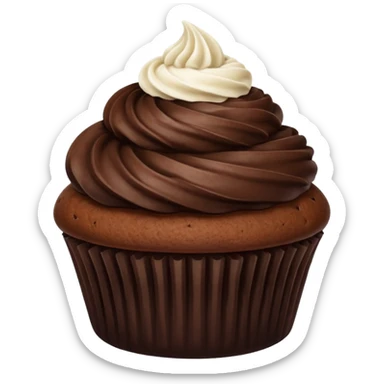 dark brown cupcake on white cream with no any deco sticker