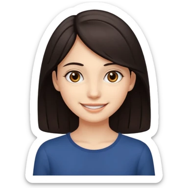 Make an emoji of a slender girl with dark hair and brown eyes sticker