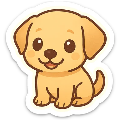 chibi cute labrador dog, rounded shape, big eyes, smiling, suitable for emoji sticker sticker