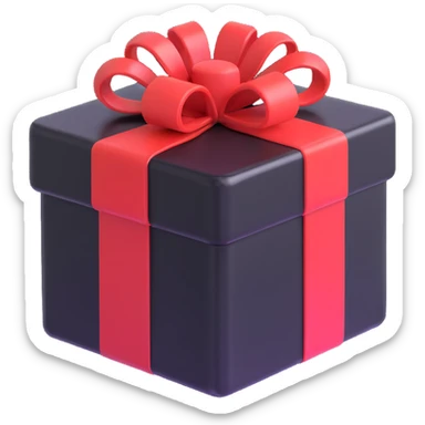 black present, shiny and rounded, 3D, iPhone emoji style sticker