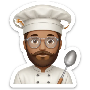 Foggy glasses Pastry chef whith long brown hair and beard sticker