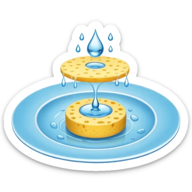 plate with water drop and sponge sticker