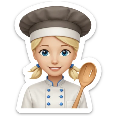 Blonde blue eyed female chef sticker