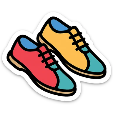 bowling shoes icon with lineal color and black outlines sticker