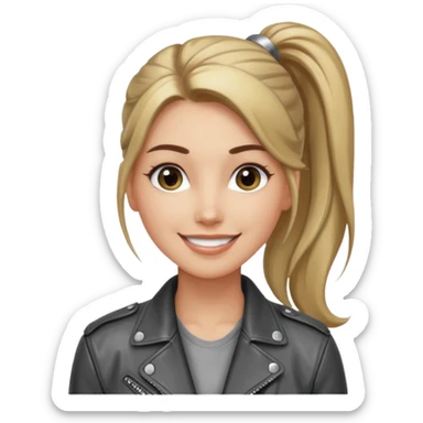 A cool woman with long hair tied in a ponytail, sparkling gray eyes, and smooth, fair skin; very beautiful. sticker