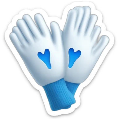 Deux gants blancs souriants, il y a dessiné en bleu un signe mystérieux maçonnique bleu de deux équerres inversées.  sticker