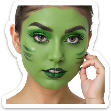 Girl wearing makeup sticker