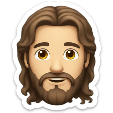 man long brown hair and long brown beard and hazel eyes sticker