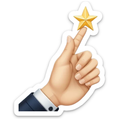 hand pointing one index finger with a star at the tip of the finger sticker