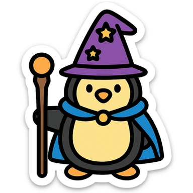 penguin wizard sticker