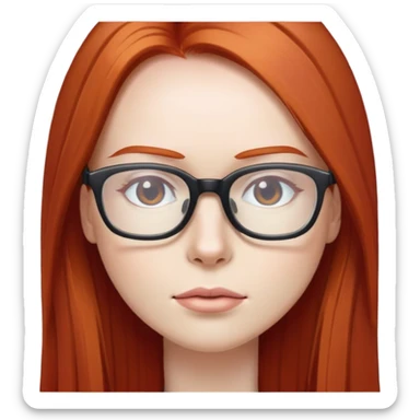 Red head long straight hair pale skin wearing glasses sticker
