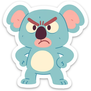 angry koala in pastel toon style sticker