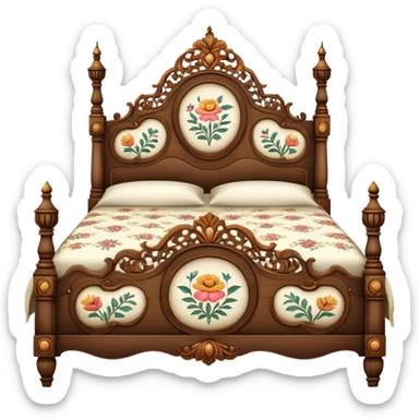 Vintage bed with flower design sticker