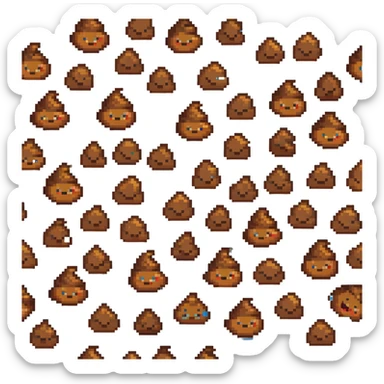 Pile of poo emoji with gradient colors from brown to darker brown, cute smiling face sticker