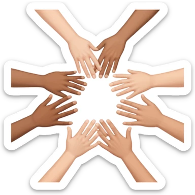 five hands in a circle gripping the forearms of the one next to them sticker