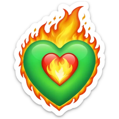 Take the classic Apple "heart on fire" emoji but make it a green heart. sticker