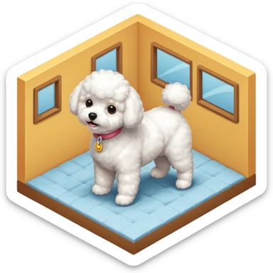 Bichon Frisé dog playing room isometric sticker