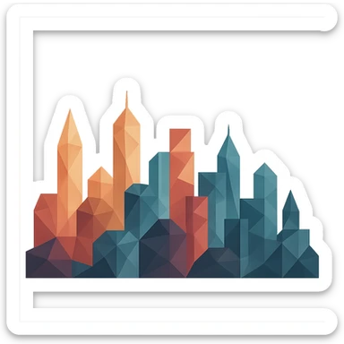 city skyline composed of geometric shapes in polygonal style sticker