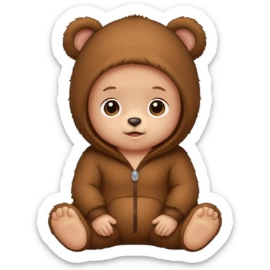 Baby wearing bear onesie  sticker