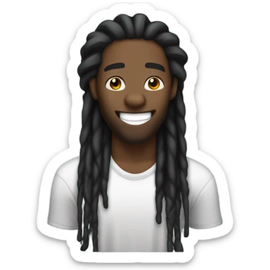 black man-dread locks-  no facial hair laughing black shirt strong  sticker