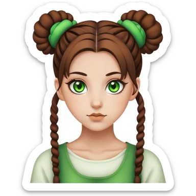 green eyed girl with brown space buns sticker