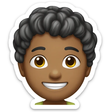 bebé de piel muy oscura, pelo muy corto y rizado, ojos negros y grandes y sonrisa  sticker