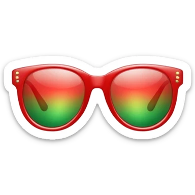 glitter red and green glasses vertically sticker