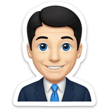 Shemp Howard from the Three Stooges with blue eyes, black hair, black suit sticker