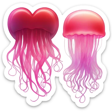 Valentine’s Day heart and jelly fish red and pink  sticker
