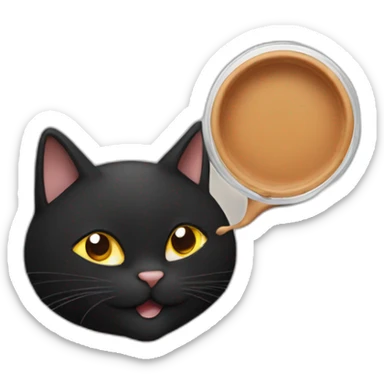 a big black cat with brown eyes holding a lid in his mouth sticker