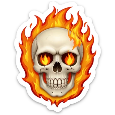 Skull on fire sticker