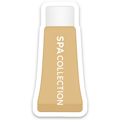 Create an emoji of a golden-beige tube labeled 'SPA COLLECTION' with a white cap and clear text. The emoji should match the shape, color, and details of the product as closely as possible in a lineal color icon style with no fill, focusing on clarity and detail. sticker