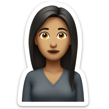 hispanic woman with a sad look, straight hair sticker