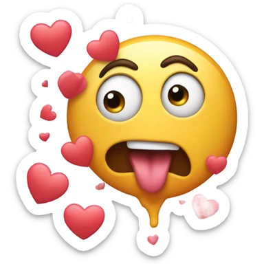 Drooling with hearts sticker