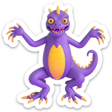 purple reptilian monster with multiple limbs like in Monsters Inc sticker