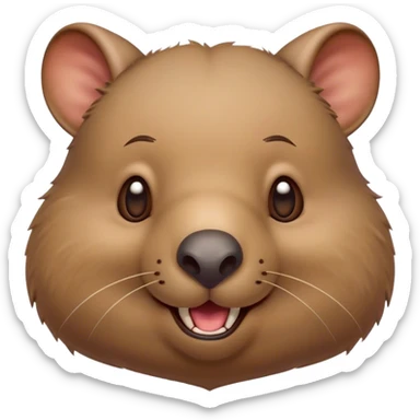 Cinematic Comical Wombat Portrait Emoji, Head tilted dramatically with an exaggeratedly amused expression, featuring a striking, glossy shaggy brown fur with bold textures and wide, expressive eyes filled with playful disbelief, Simplified yet hilariously expressive features, highly detailed, glowing with a slightly sassy glow, high shine, dramatic yet playful, stylized with an air of cheeky bush mischief, bright and endearing, soft glowing outline, capturing the essence of a spirited and over‐the‐top wombat, so meme‐worthy it feels like it could snort its way into internet fame instantly! sticker
