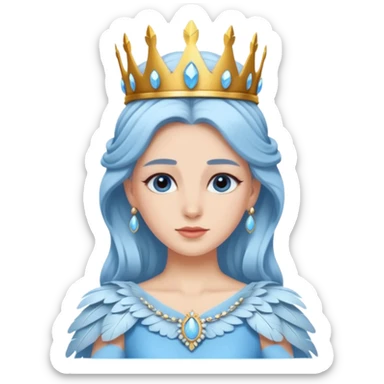 Sky Queen – feather crown + light-blue gown sticker