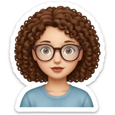 una chica con rizos y  con gafas sticker