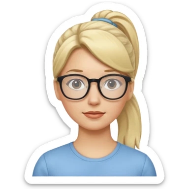 White woman with blond ponytail and glasses sticker